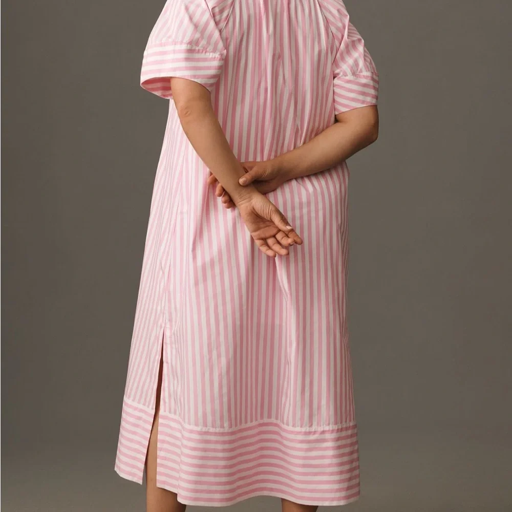 Anthropologie Maeve Pink & White Striped Dress size L - Picture 6 of 10